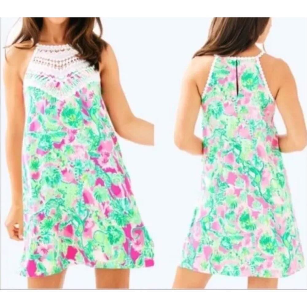 Lilly Pulitzer Pearl Raz Berry Sheath Dress Tropical Vacation Sleeveless Size 00